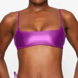 NWT SKIMS METALLIC SWIM TOP IN DRAGONFRUIT Sz XL